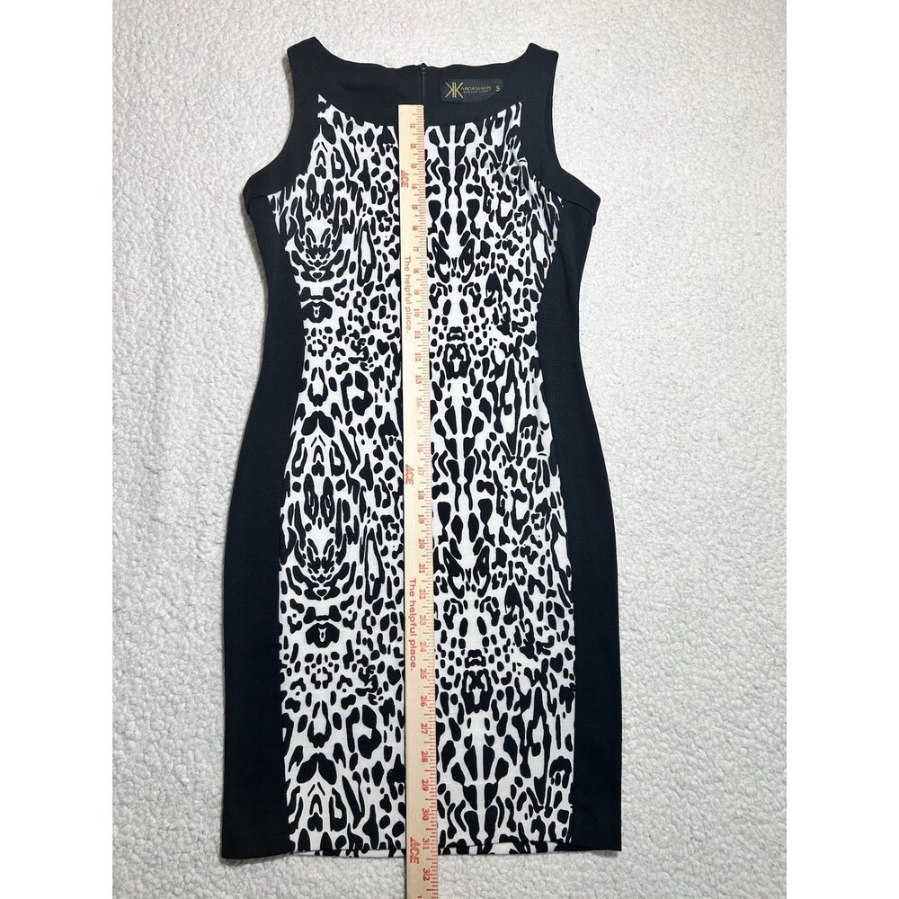 Kardashian Kollection Womens Dress Size S Black White Snow Leopard Print Bodycon - Picture 7 of 12